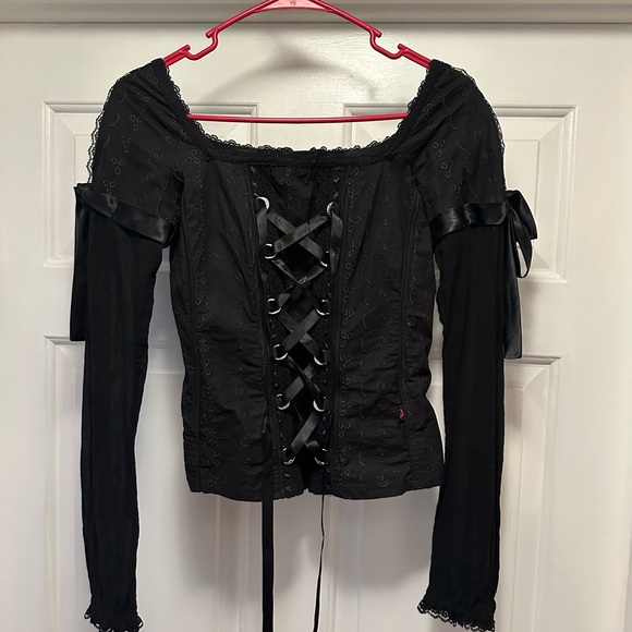 Tripp nyc Tops - Tripp NYC Black Lace-Up Blouse